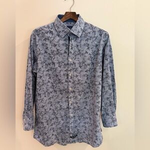 English Laundry Blue Floral Casual Button-Down Shirt